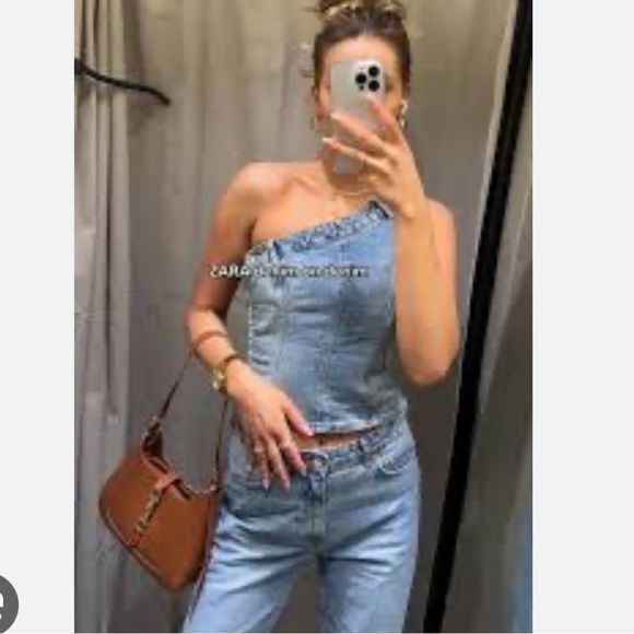 ZARA TRF ASYMMETRIC DENIM TOP BLUE 6045/005/083/084 - Picture 6 of 11